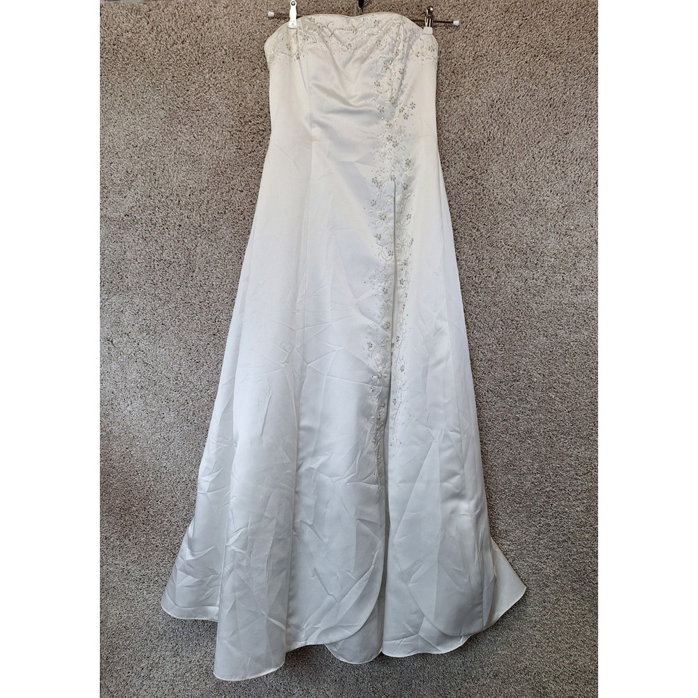 Aspeed Wedding Dress Women Medium White Embroidered Floral Off The Shoulder Neck
